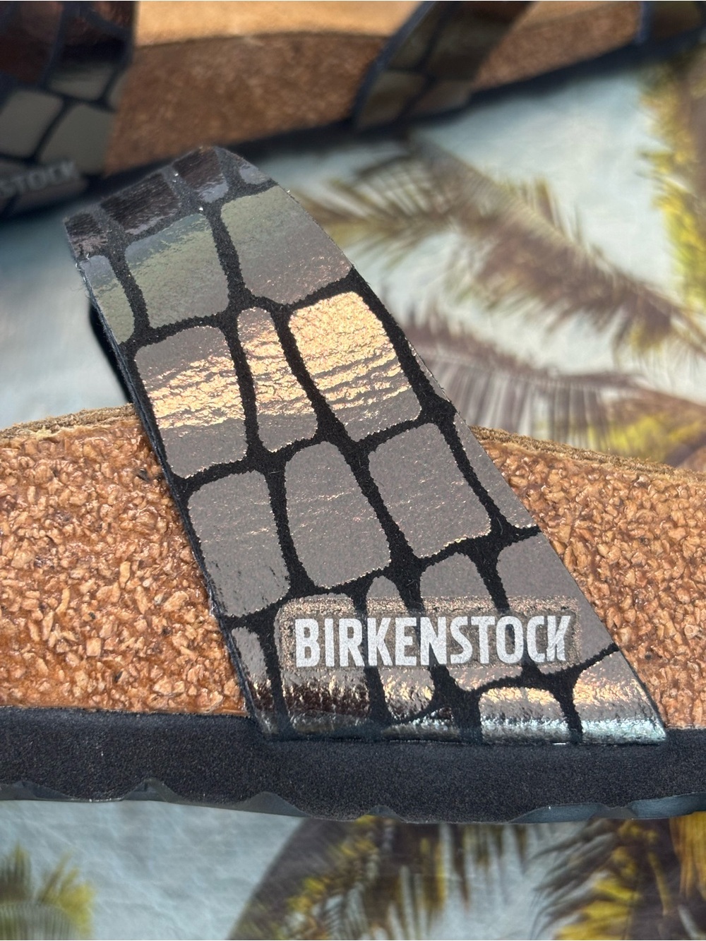 Birkenstock MAYARI Gator Gleam Leather Soft Footbed Sandals Slides 36 39 5 6 8 - Picture 6 of 10